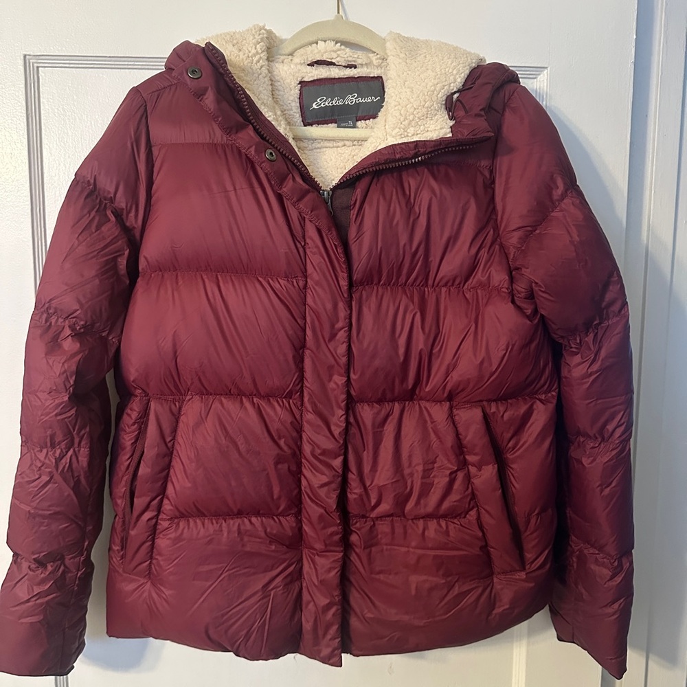 Eddie Bauer Red Puffer Jacket with Hood